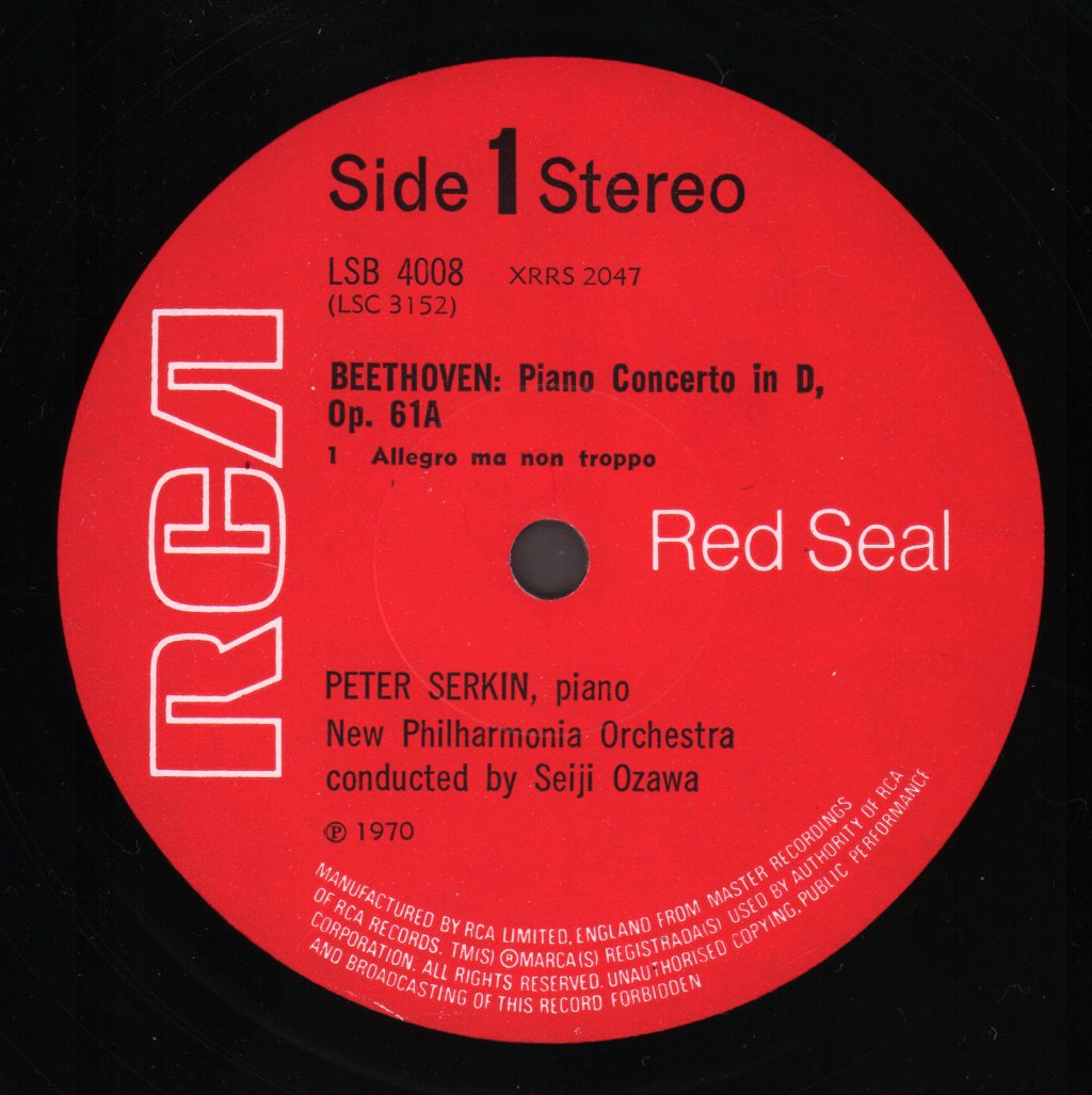 Peter Serkin / Seiji Ozawa / New Philharmonia Orchestra - Beethoven - Piano Concerto In D - Lp