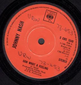 Johnny Nash - Ooh What A Feeling - 7 Inch