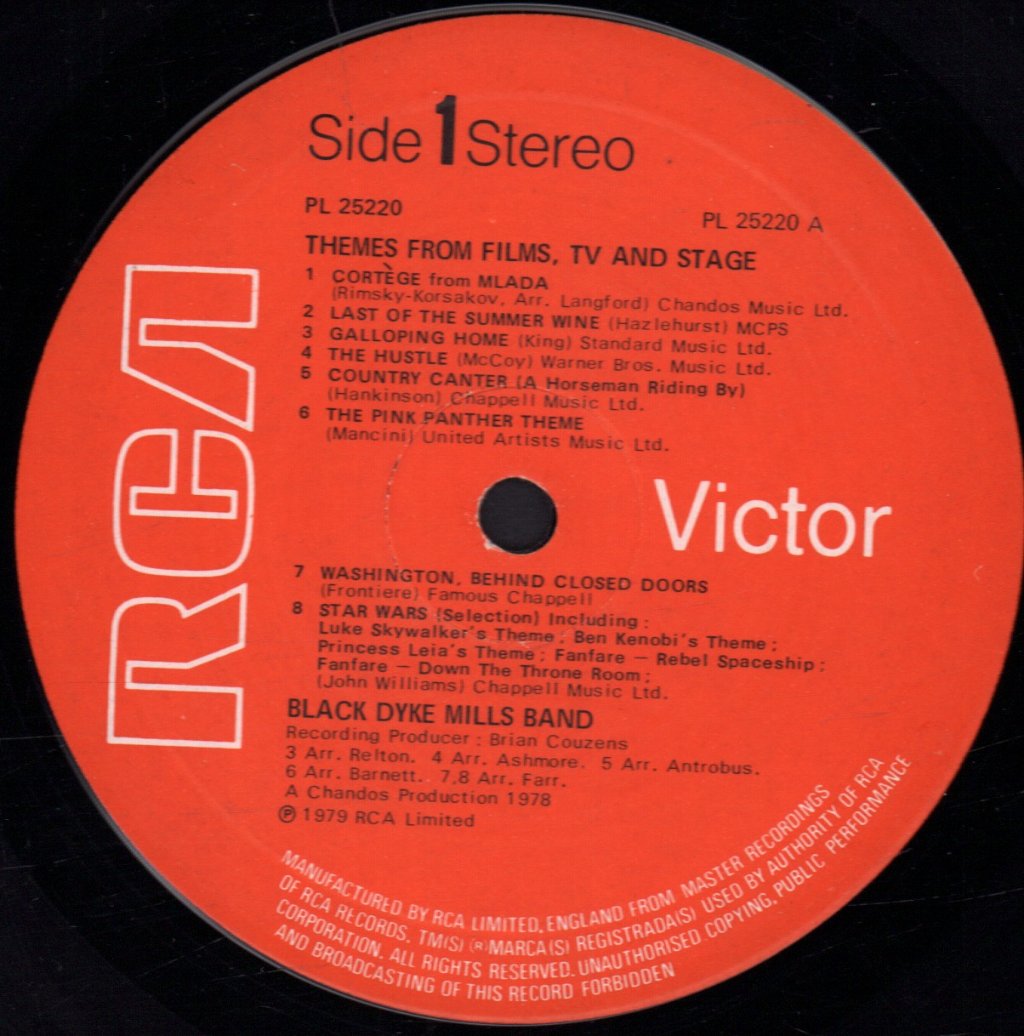 Black Dyke Mills Band - Themes From Films. TV And Stage - Lp
