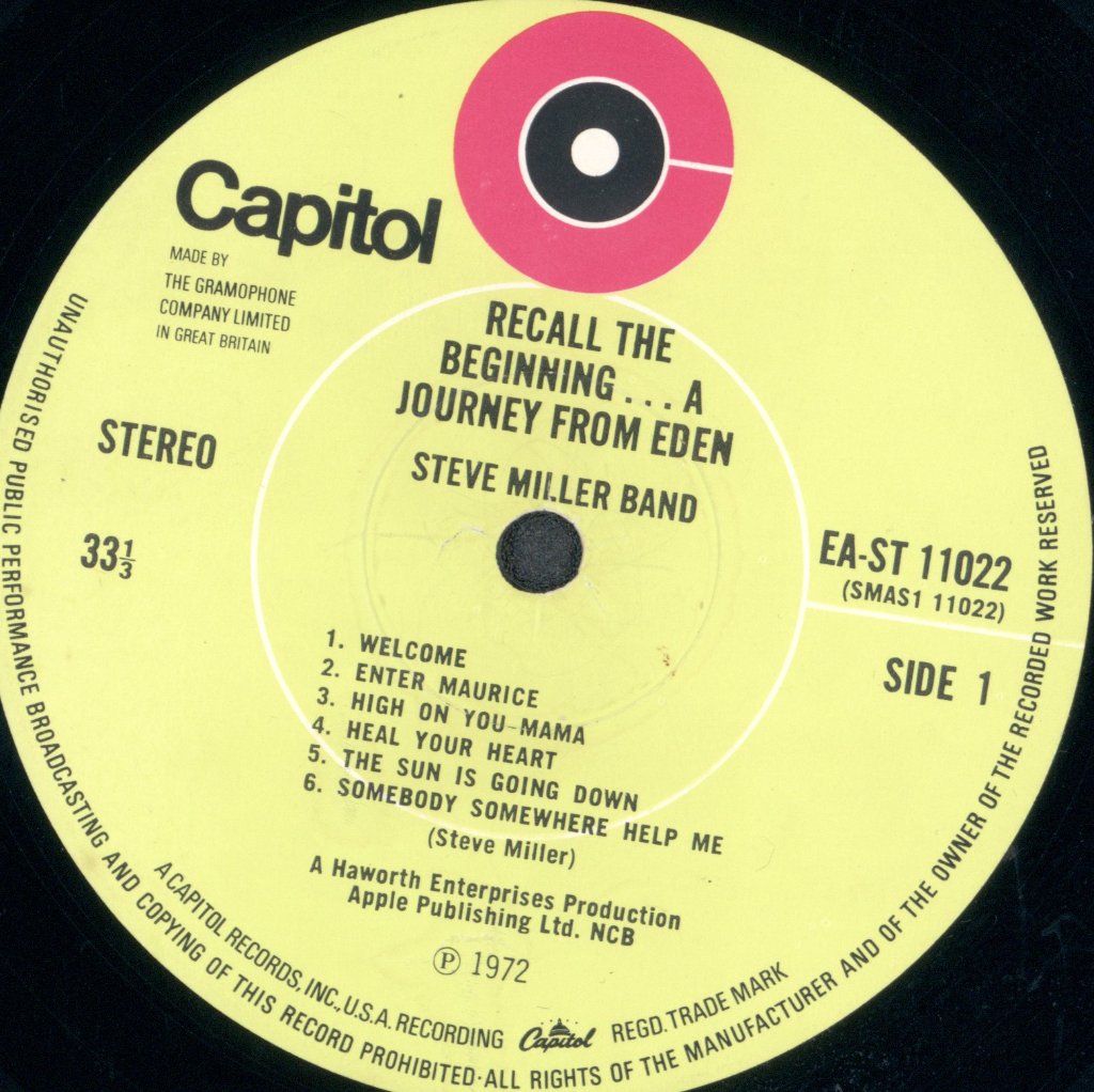 Steve Miller Band - Recall The Beginning A Journey From Eden - Lp