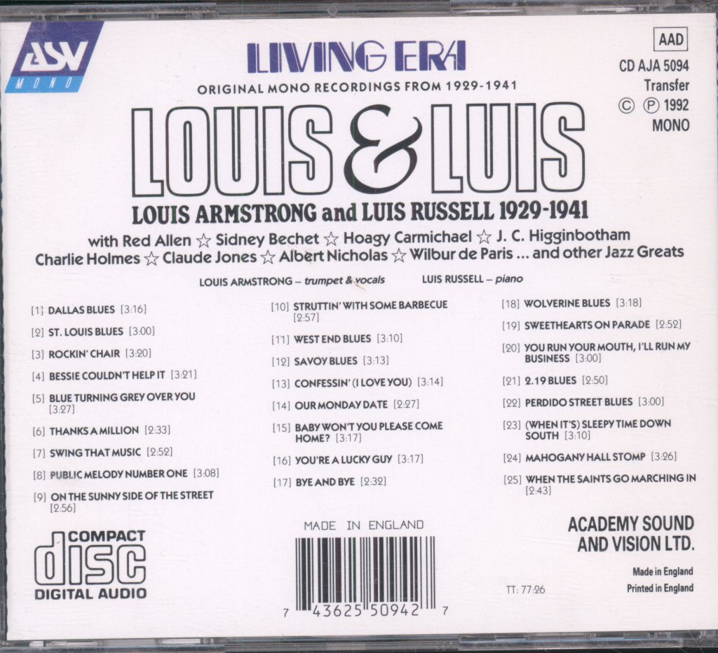 Louis Armstrong & Luis Russell - Louis Armstrong & Luis Russell 1929 - 1940 - Cd