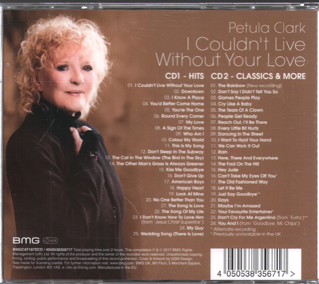 Petula Clark - I Couldn't Live Without Your Love (Hits, Classics & More) - Double Cd