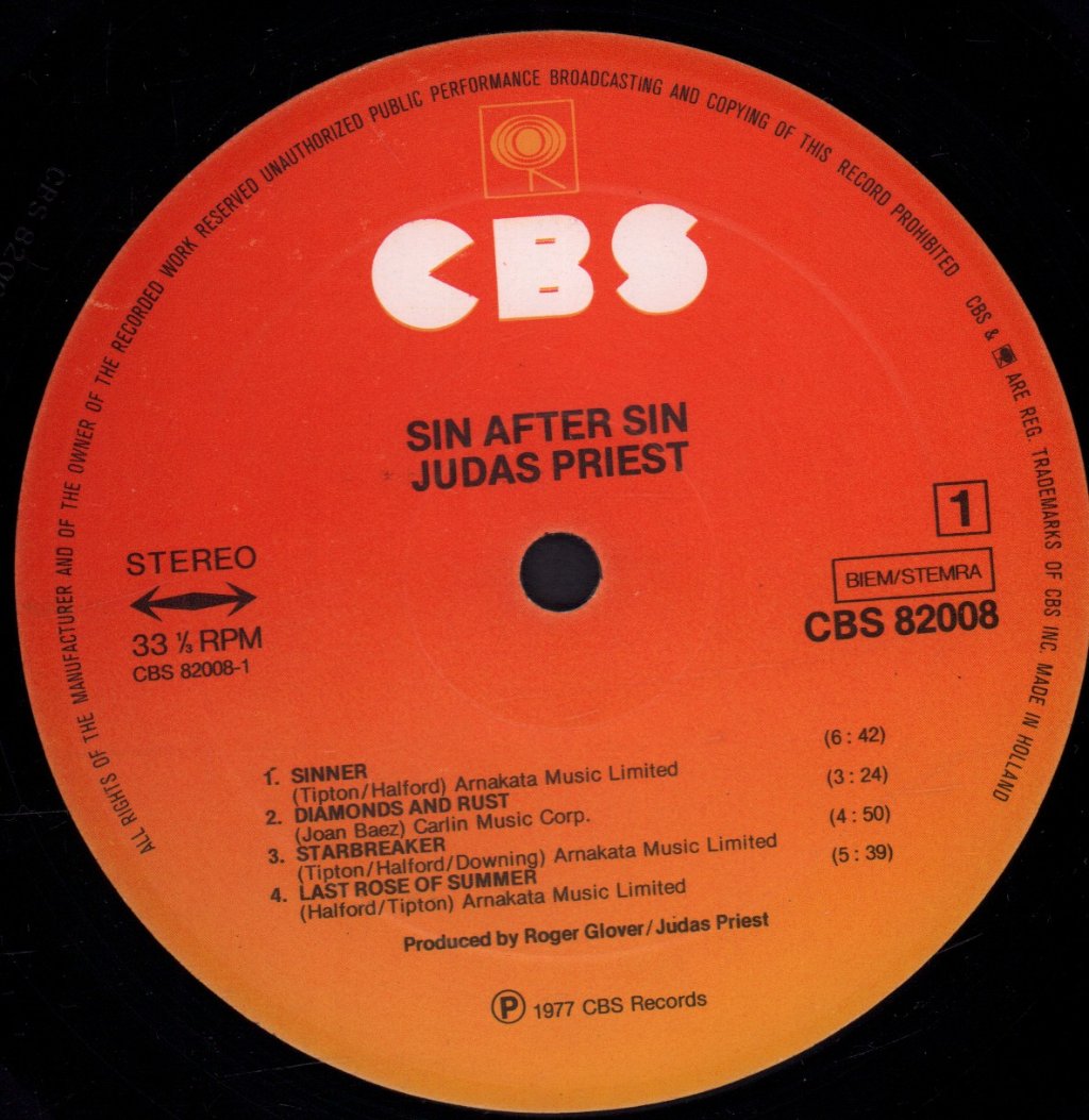 Judas Priest - Sin After Sin - Lp