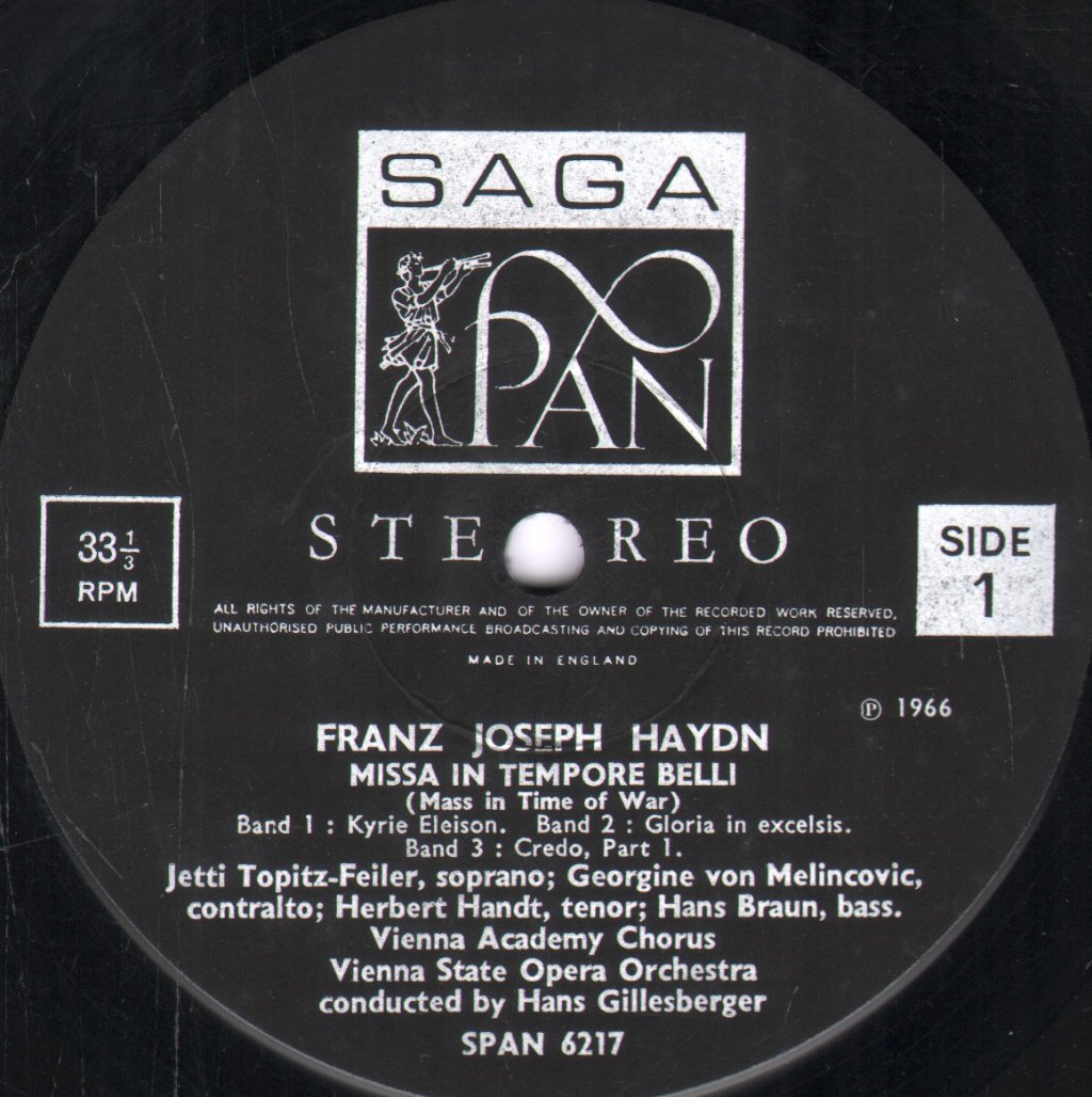 Hans Gillesberger / Vienna Academy Choir / State Opera - Haydn - Mass In Time Of War - Lp
