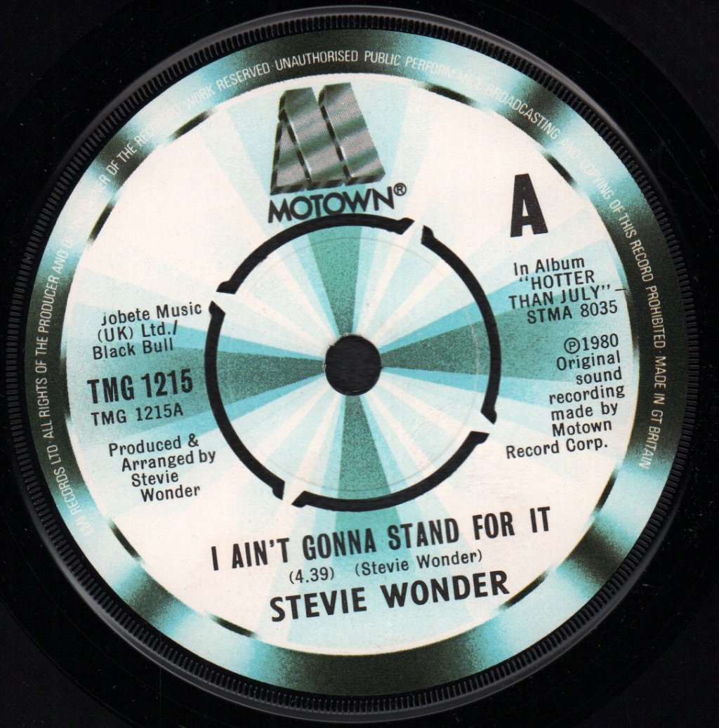 Stevie Wonder - I Ain't Gonna Stand For It - 7 Inch