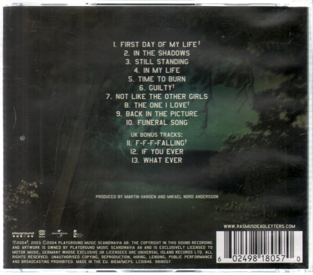 Rasmus - Dead Letters - Cd