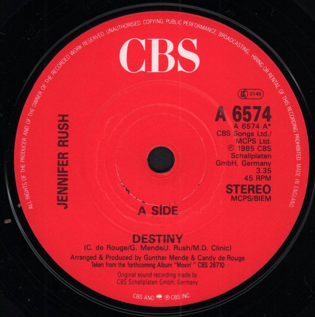 Jennifer Rush - Destiny - 7 Inch