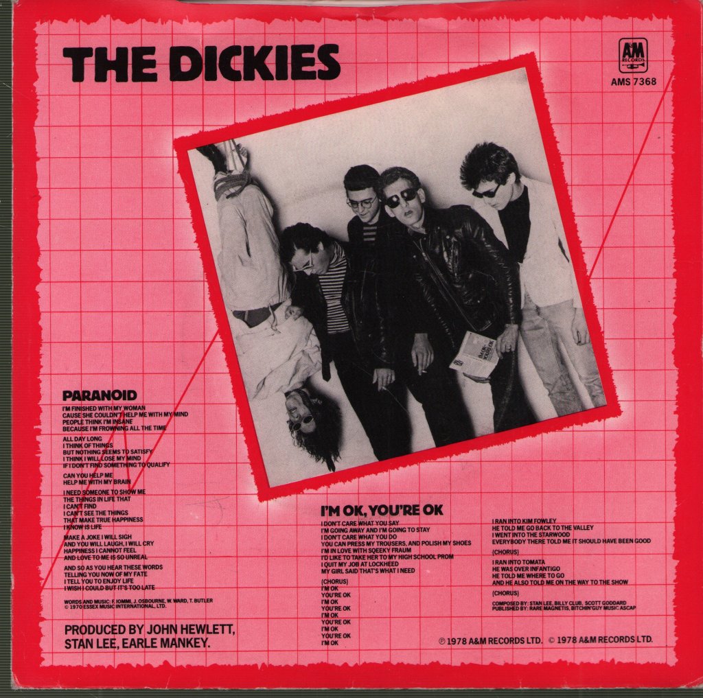 Dickies - Paranoid - 7 Inch