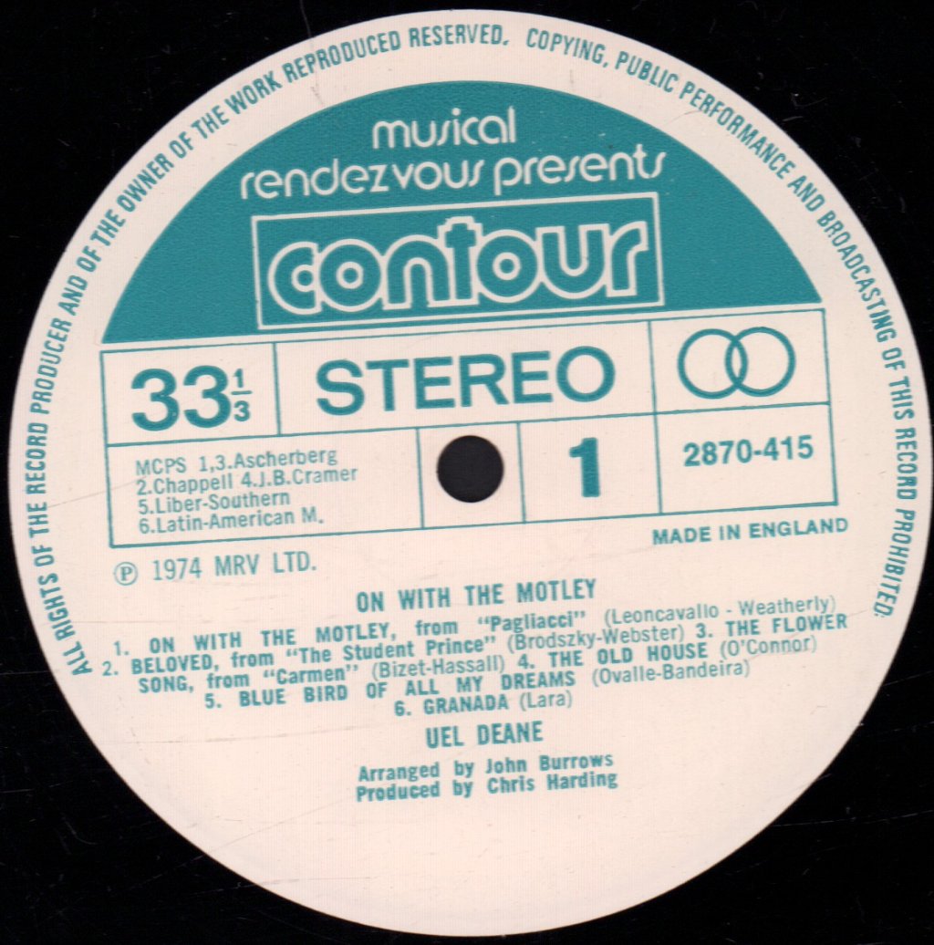 Uel Deane - On With The Motley - Lp