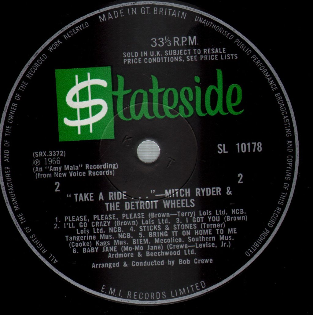Mitch Ryder And The Detroit Wheels - Take A Ride - Lp