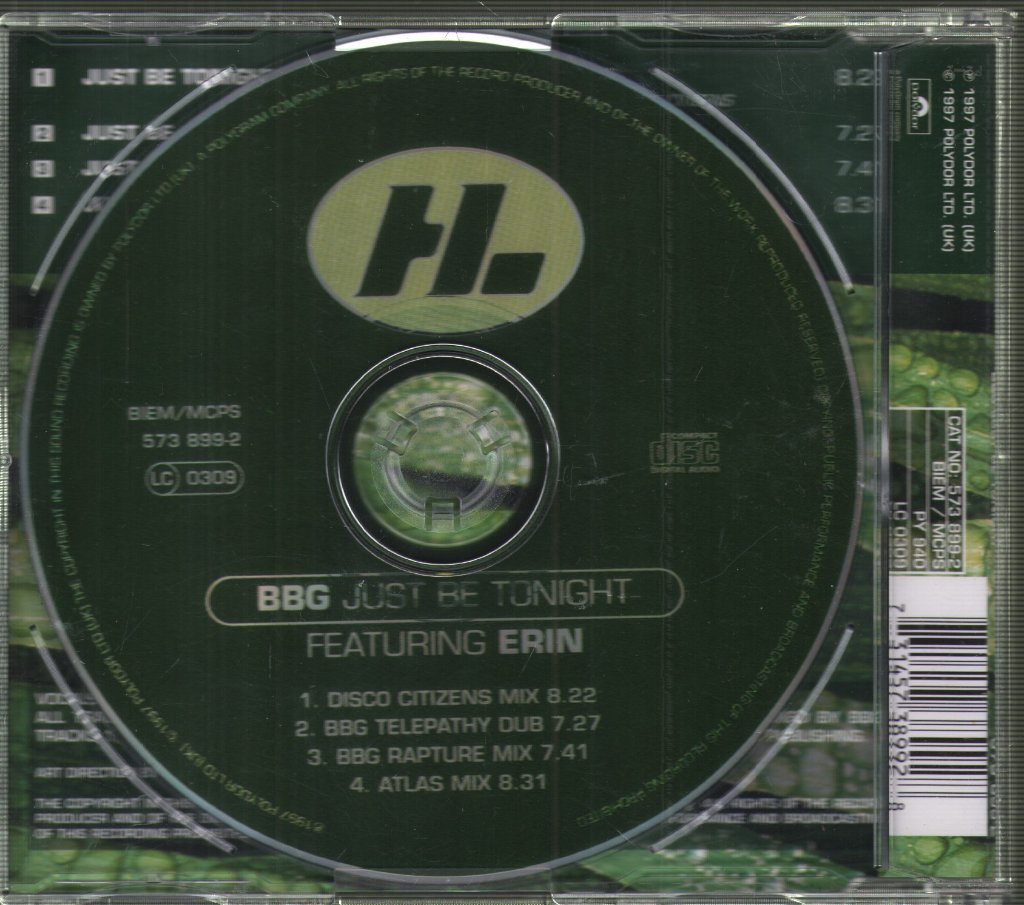 Bbg Featuring Erin - Just Be Tonight - Cd