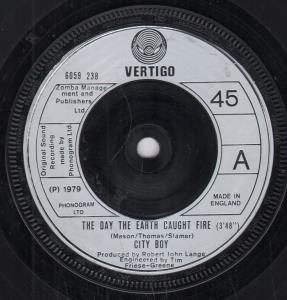 City Boy - Day The Earth Caught Fire - 7 Inch