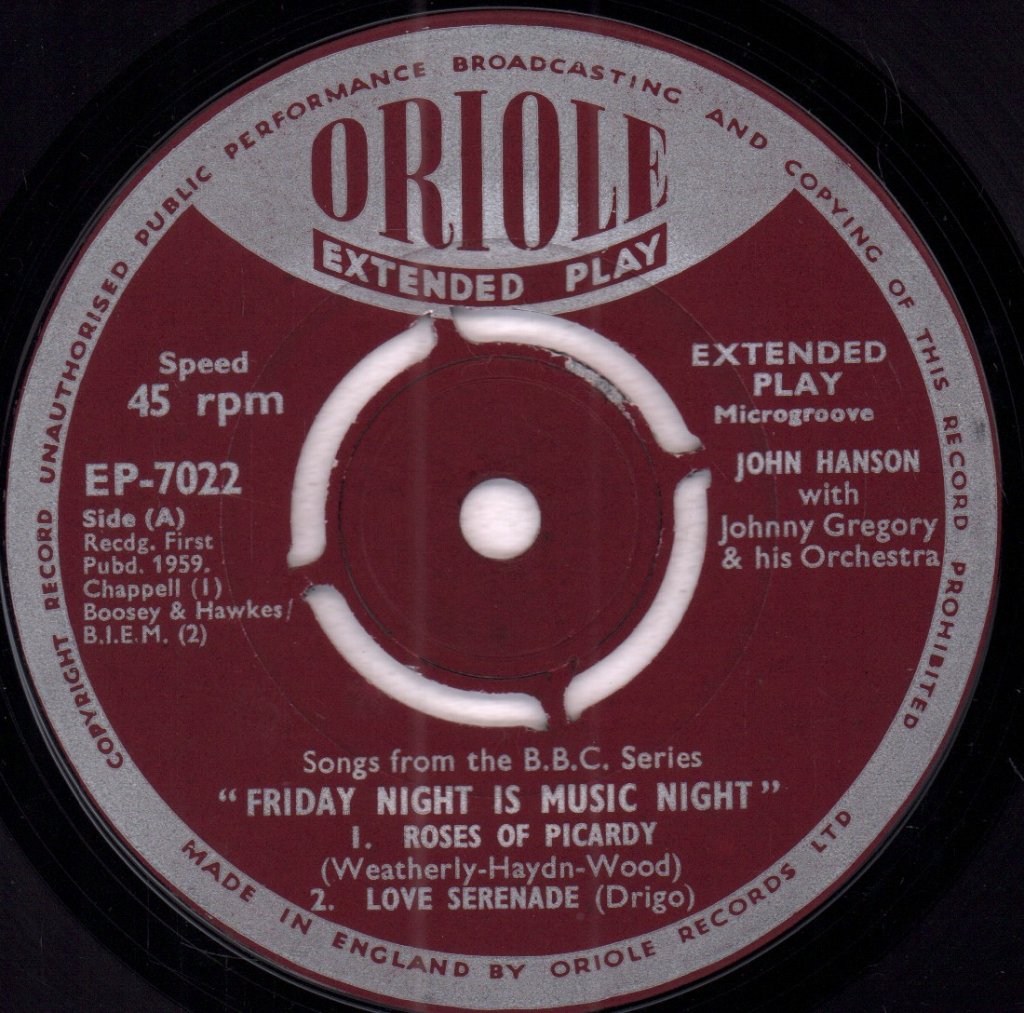 John Hanson - Friday Night Is Music Night - 7 Inch