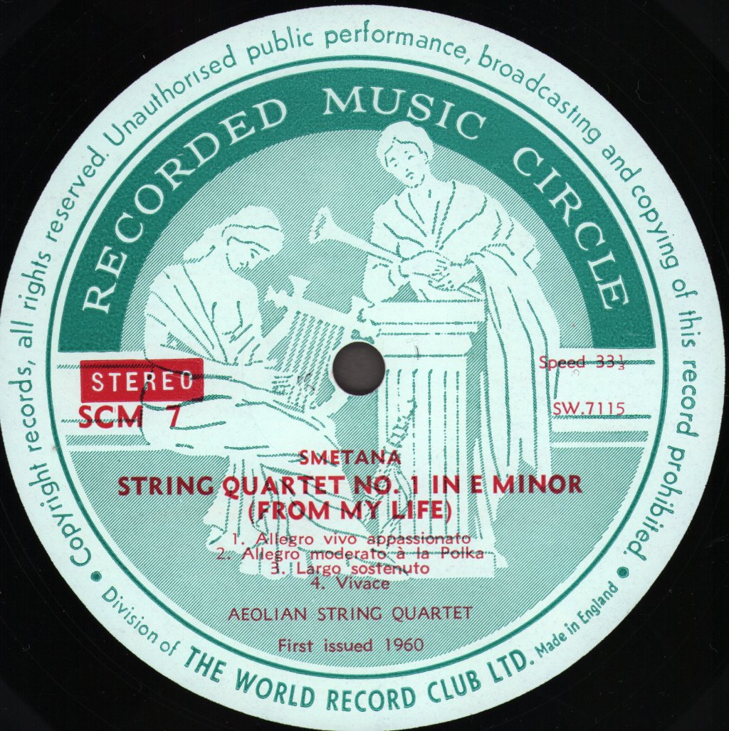 Aeolian String Quartet - Dvorak String Quartet No. 6 / Smetana String Quartet No. 1 - Lp