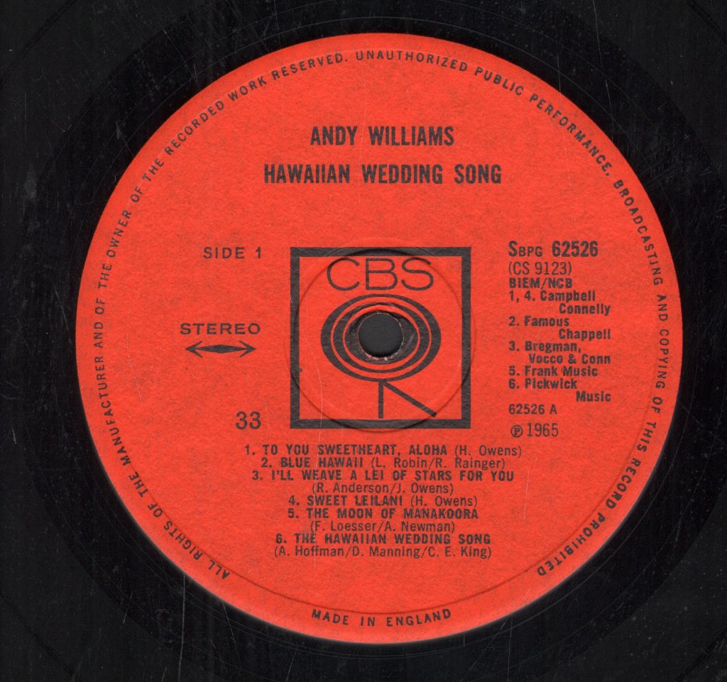Andy Williams - Hawaiian Wedding Song - Lp