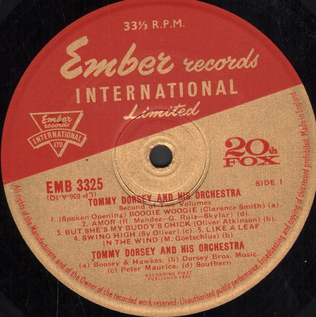 Tommy Dorsey And His Orchestra - Tommy Dorsey's Greatest Band Volume Two - Lp