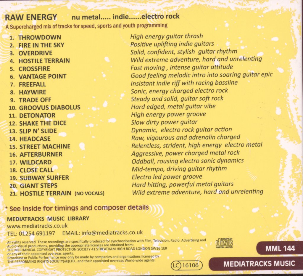 Various Artists - Raw Energy (Nu Metal..Indie...Electro Rock) - Cd