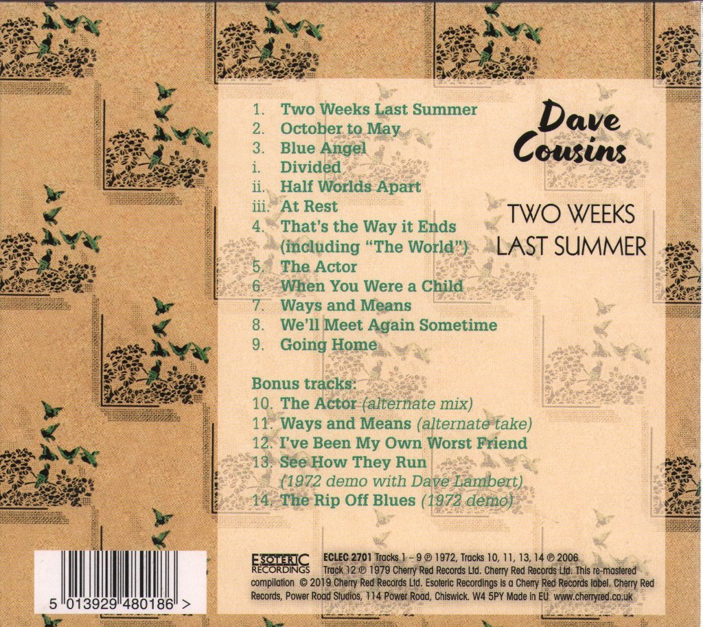 Dave Cousins - Two Weeks Last Summer - Cd