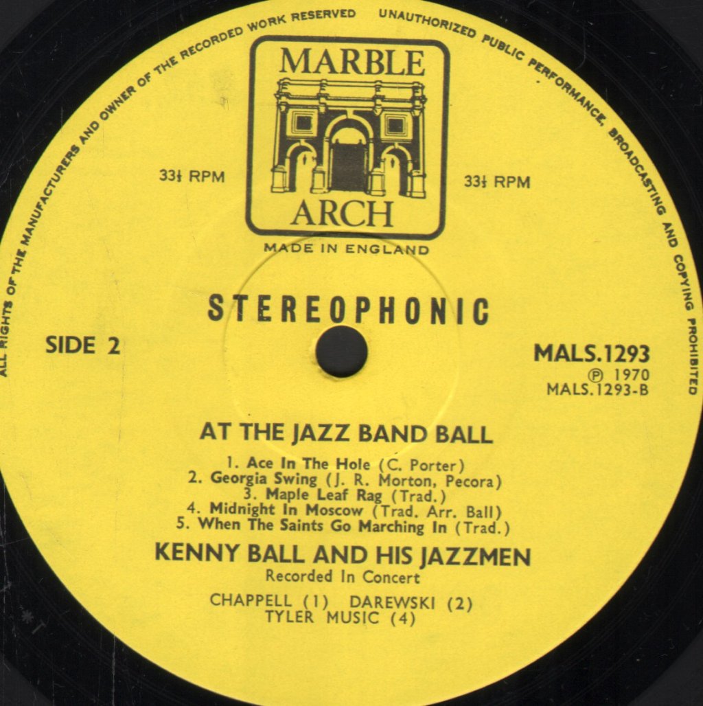 Kenny Ball And His Jazz Men - At The Jazz Band Ball - Lp