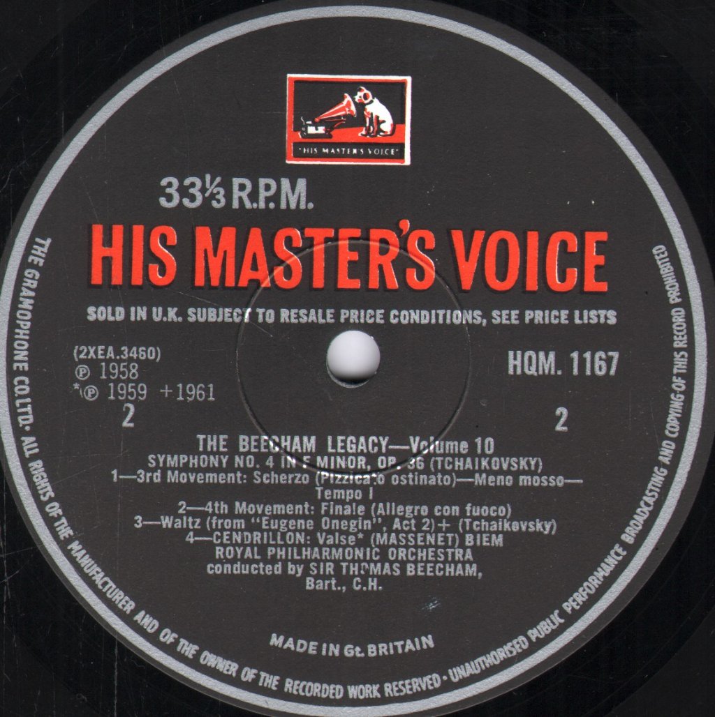Sir Thomas Beecham / Royal Philharmonic Orchestra - Beecham Legacy Volume 10 - Tchaikovsky Symphony No.4 - Lp