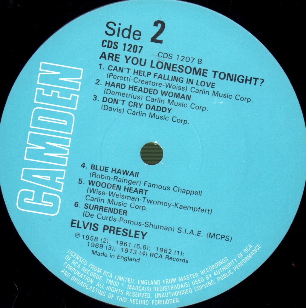 Elvis Presley - Are You Lonesome Tonight - Lp