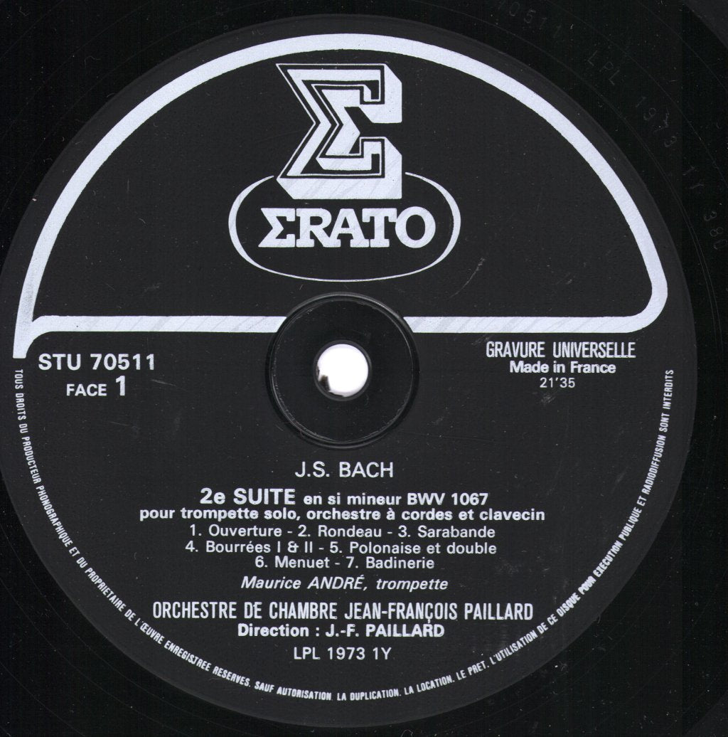 Maurice Andre / Huguette Fernandez / Orchestre De Chambre Jean-Francois Paillard - J.S.Bach - Suite En Si Mineur / Concerto Pour Violon & Trompette - Lp