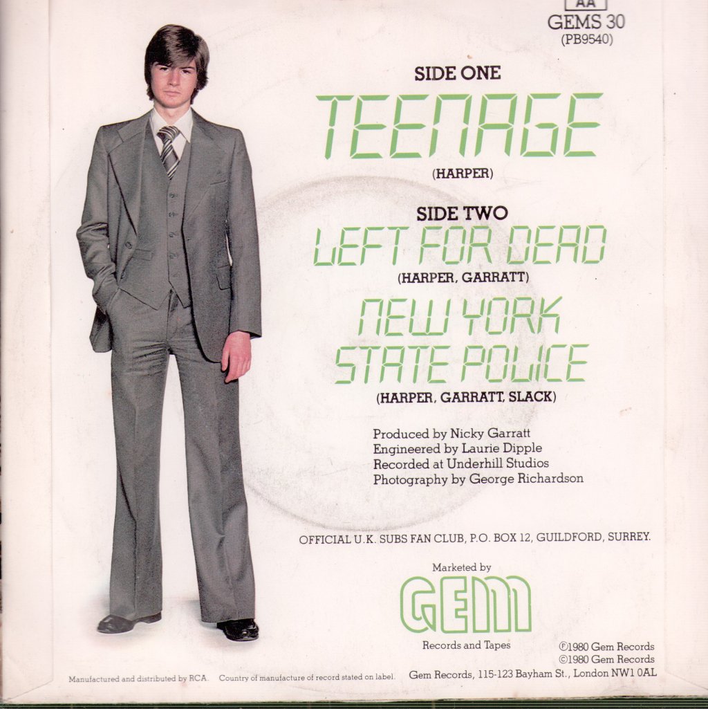 UK Subs - Teenage - 7 Inch