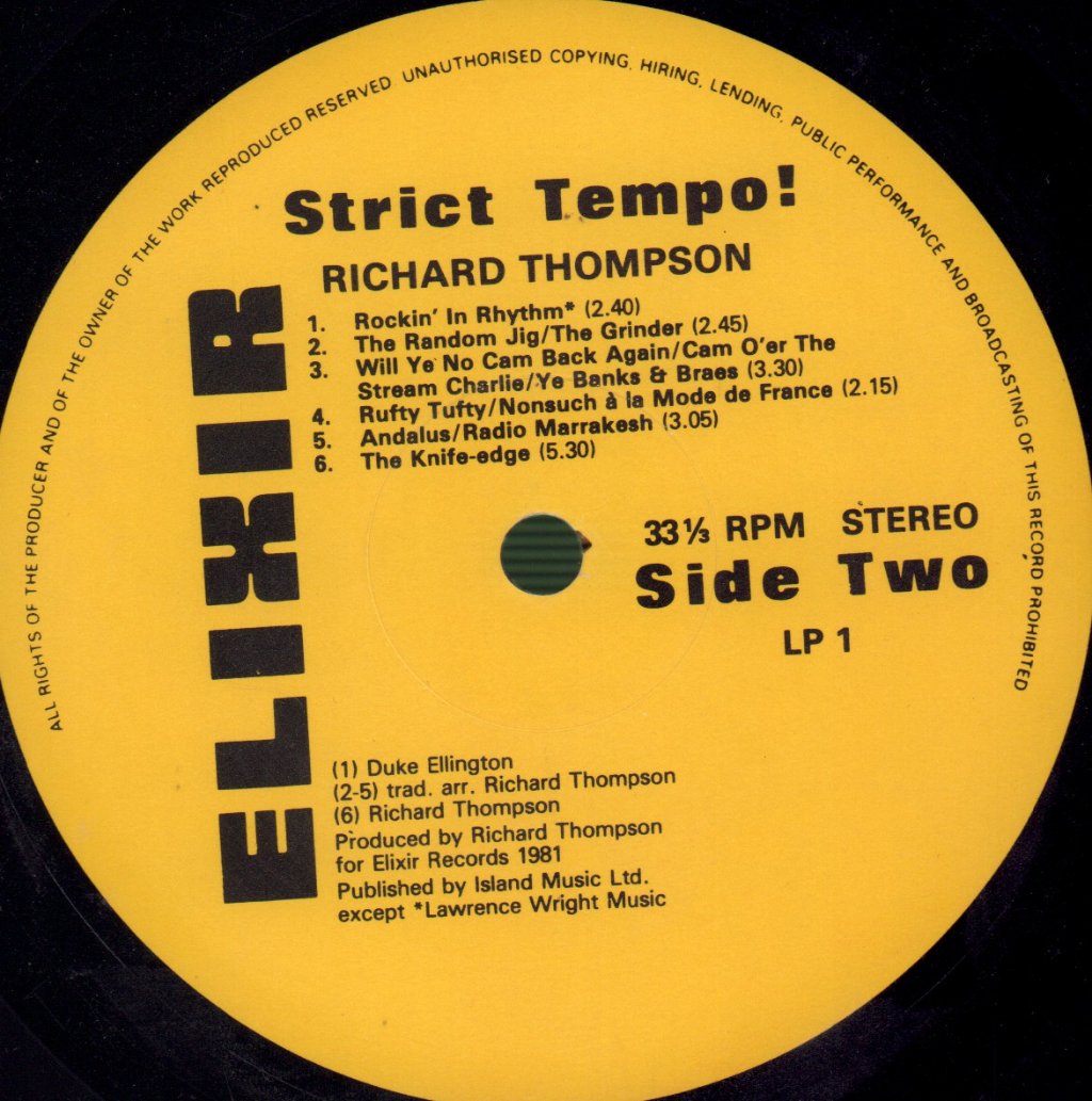 Richard Thompson - Strict Tempo! (Traditional & Modern Tunes For All Occasions!!) - Lp