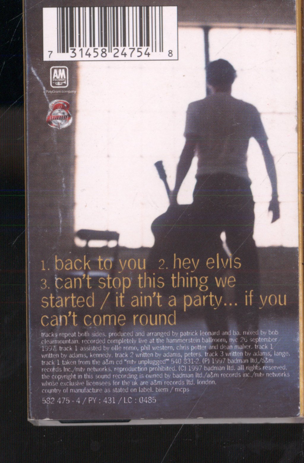 Bryan Adams - Back To You - Cassette