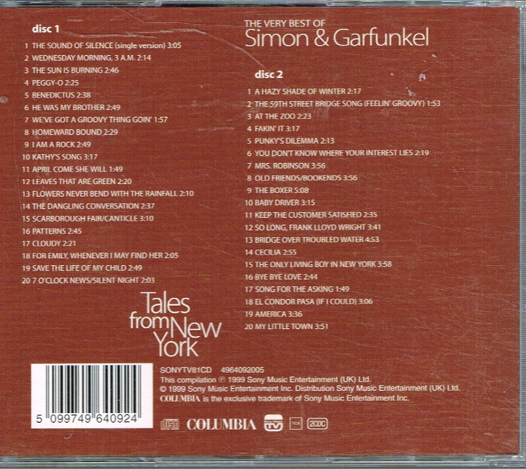 Simon & Garfunkel - Tales From New York: Very Best Of - Double Cd