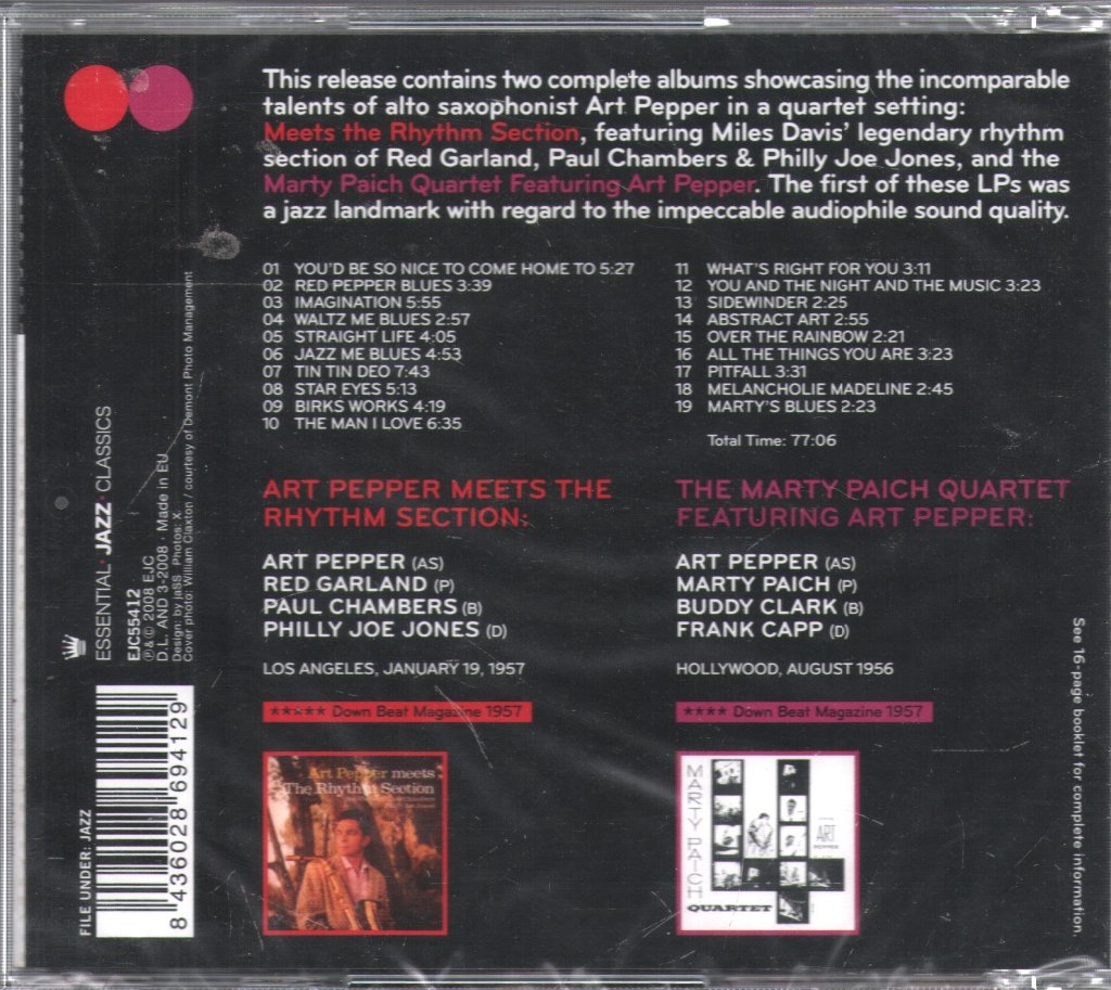 Art Pepper - Meets The Rhythm Section / Marty Paich Quartet feat Art Pepper - Cd
