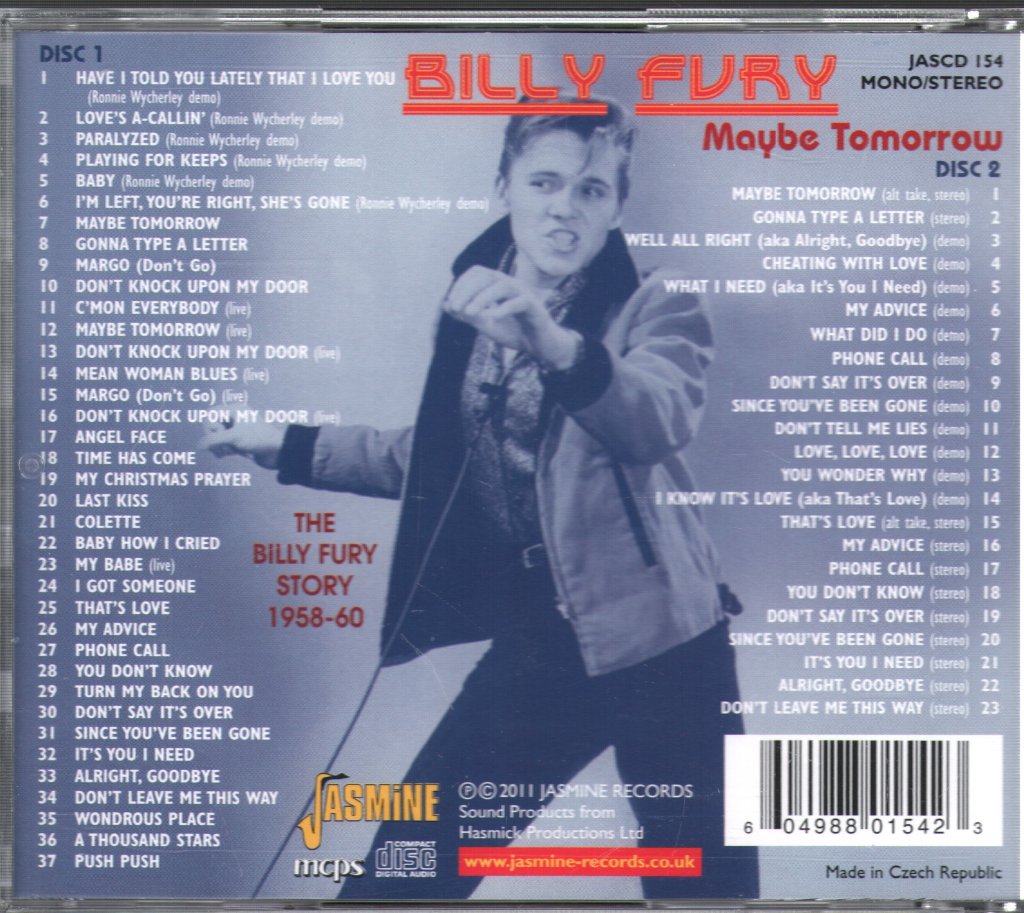 Billy Fury - Maybe Tomorrow: The Billy Fury Story 1958-60 - Double Cd