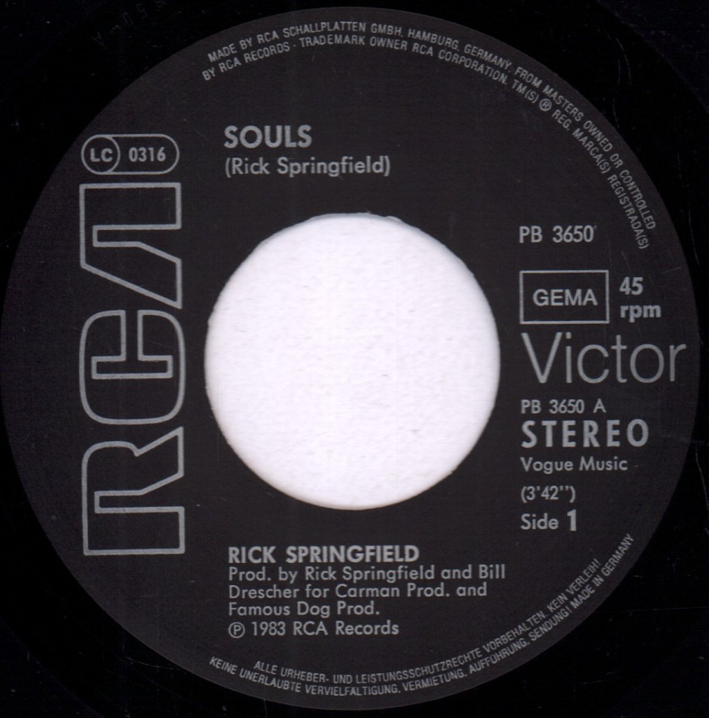 Rick Springfield - Souls - 7 Inch