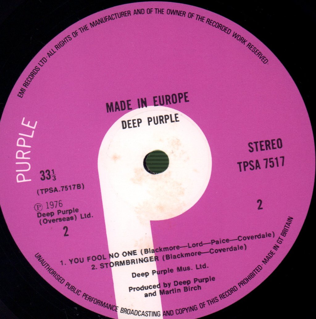 Deep Purple - Made In Europe - Lp