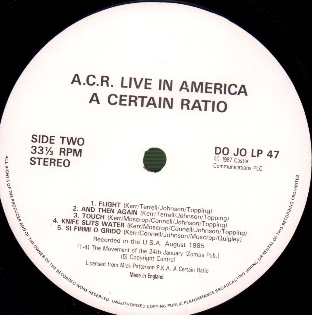 A Certain Ratio - Live In America - Lp
