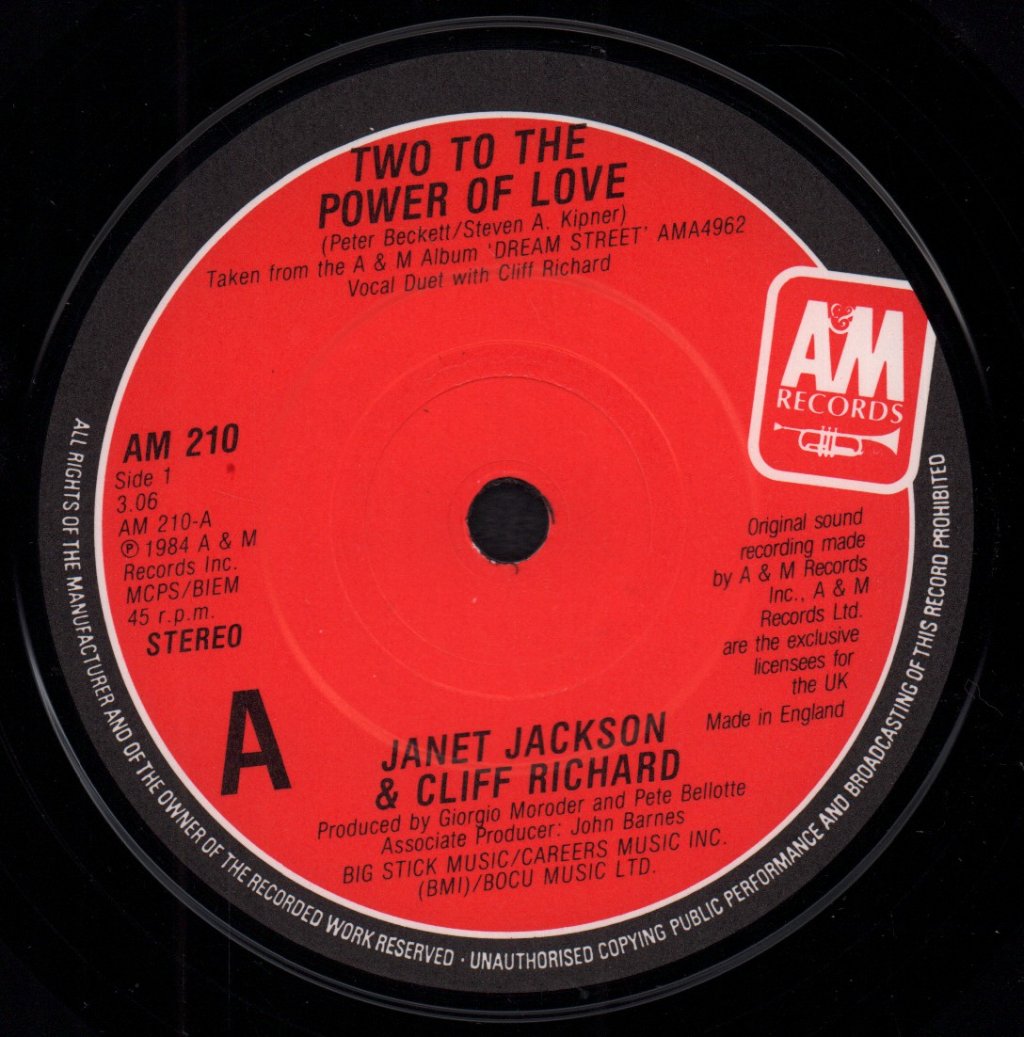 Janet Jackson And Cliff Richard - Two To The Power Of Love - 7 Inch