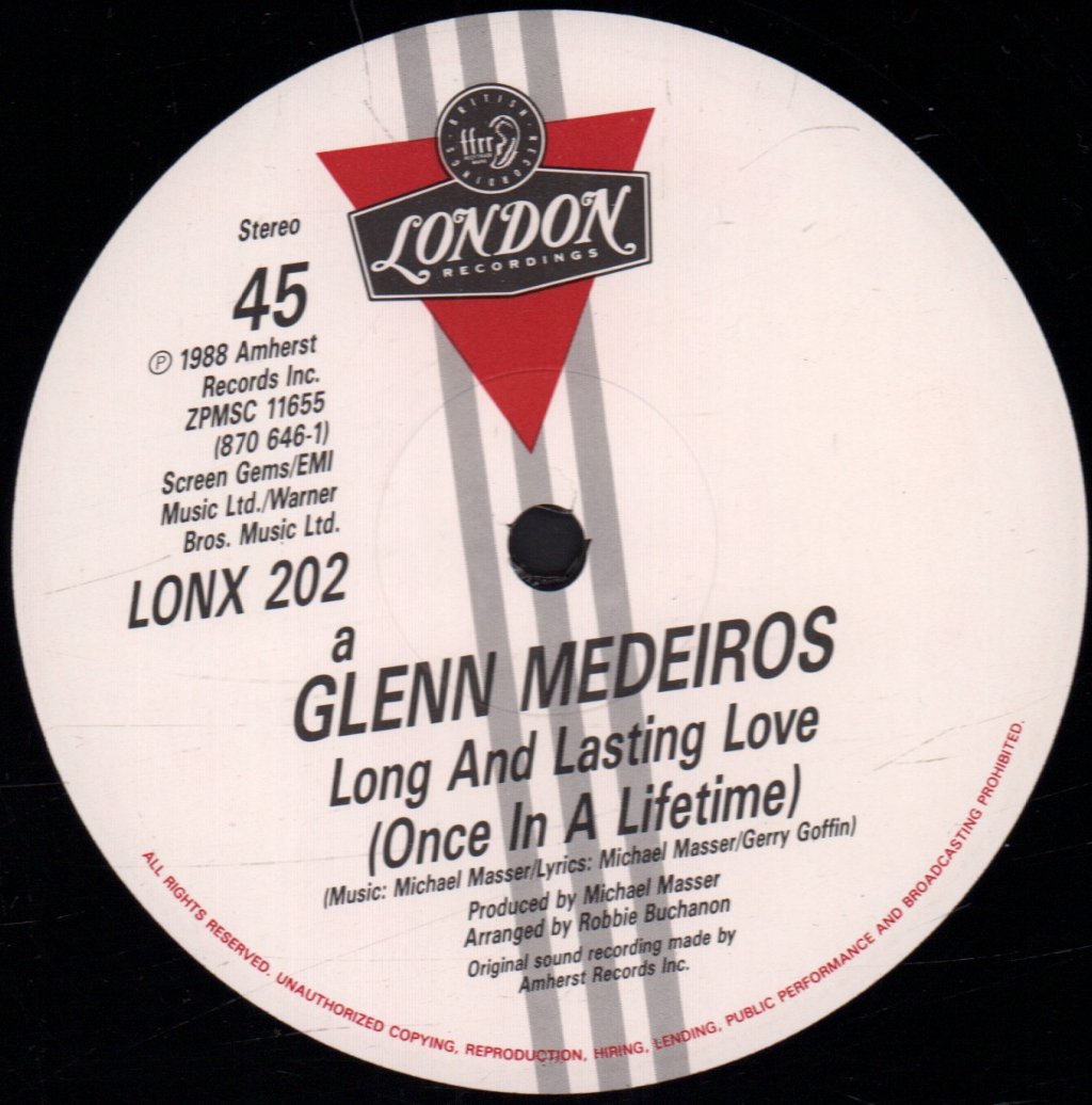 Glenn Medeiros - Long And Lasting Love (Once In A Lifetime) - 12 Inch