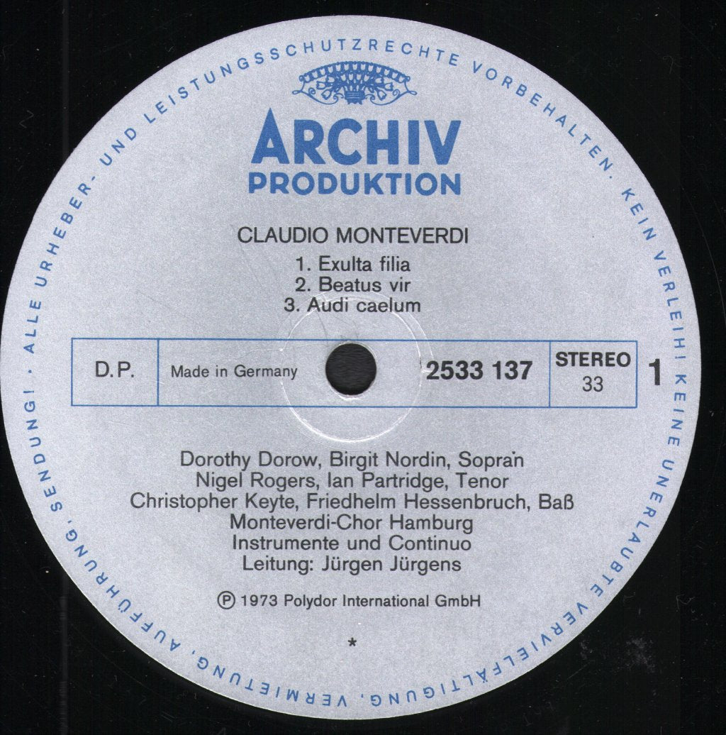Dorothy Dorow / Birgit Nordin / Nigel Rogers / Ian Partridge / Monteverdi-Chor Hamburg - Claudio Monteverdi - Geistliche Konzerte - Lp