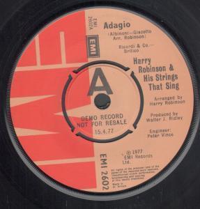Harry Robinson And His Strings That Sing - Adagio - 7 Inch