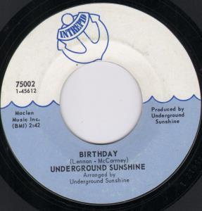 Underground Sunshine - Birthday - 7 Inch