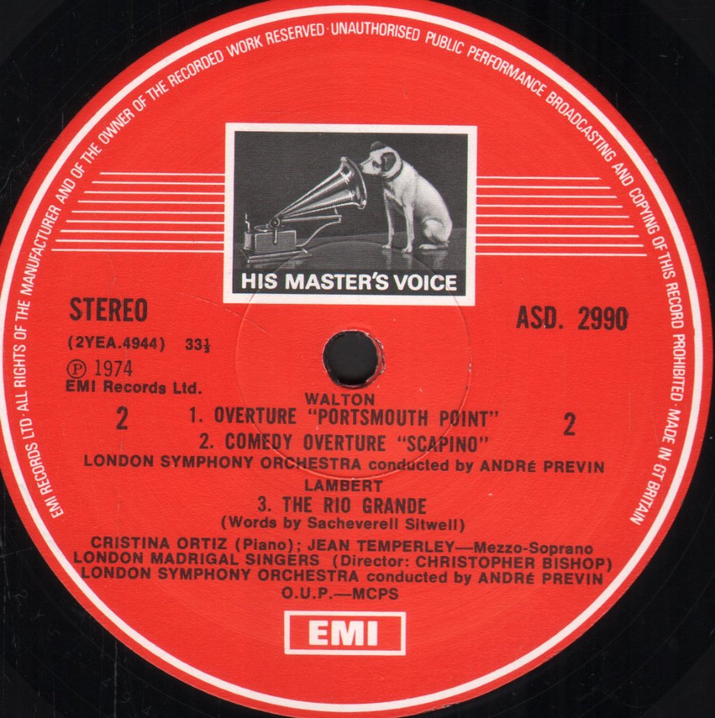 Andre Previn / London Symphony Orchestra - Walton - Symphony No. 2 / Portsmouth Point - Lp