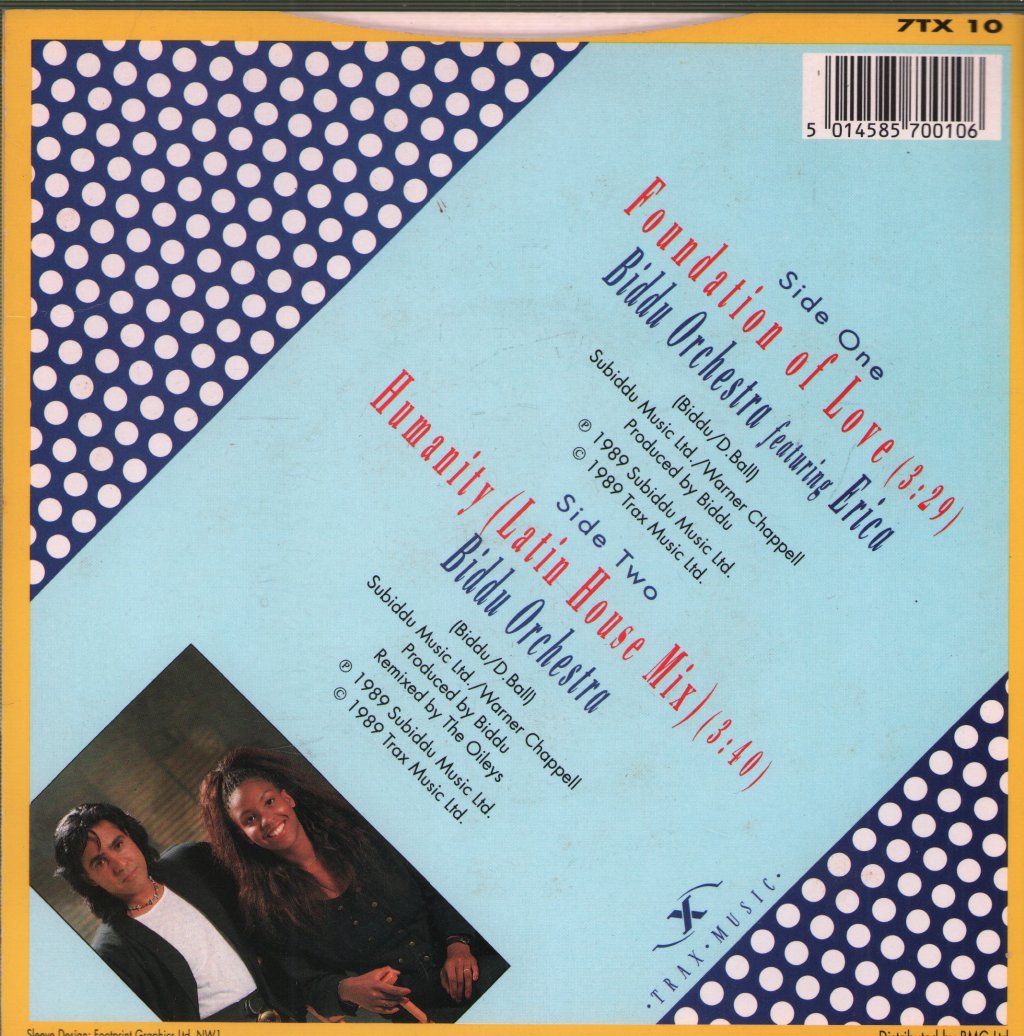 Biddu Orchestra Featuring Erica - Foundation Of Love - 7 Inch