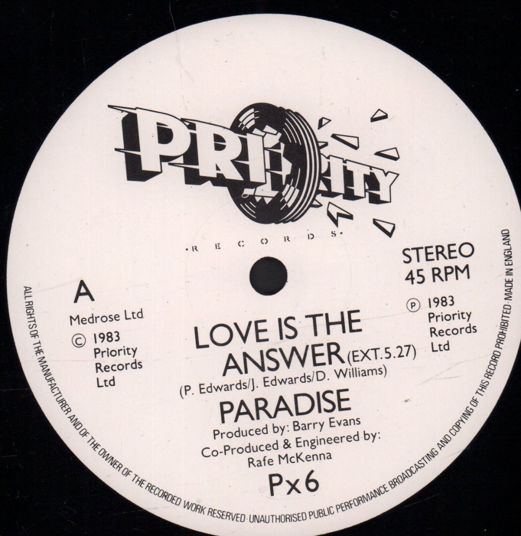 Paradise (Soul/Pop Group) - Love Is The Answer - 12 Inch