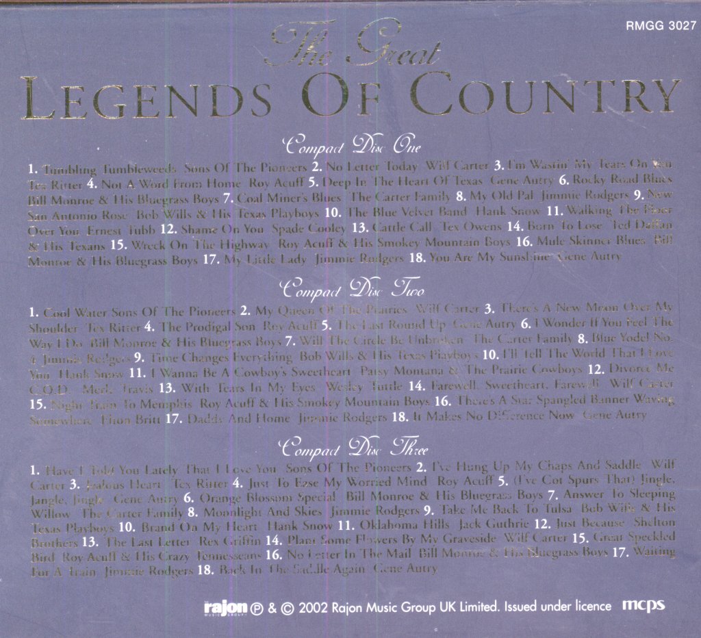 Various Artists - Great Legends Of Country - Cd Set