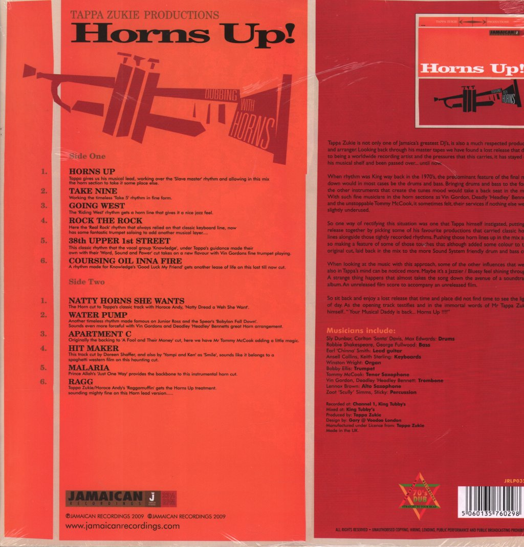Tapper Zukie - Horns Up! "Dubbing With Horns" - Lp