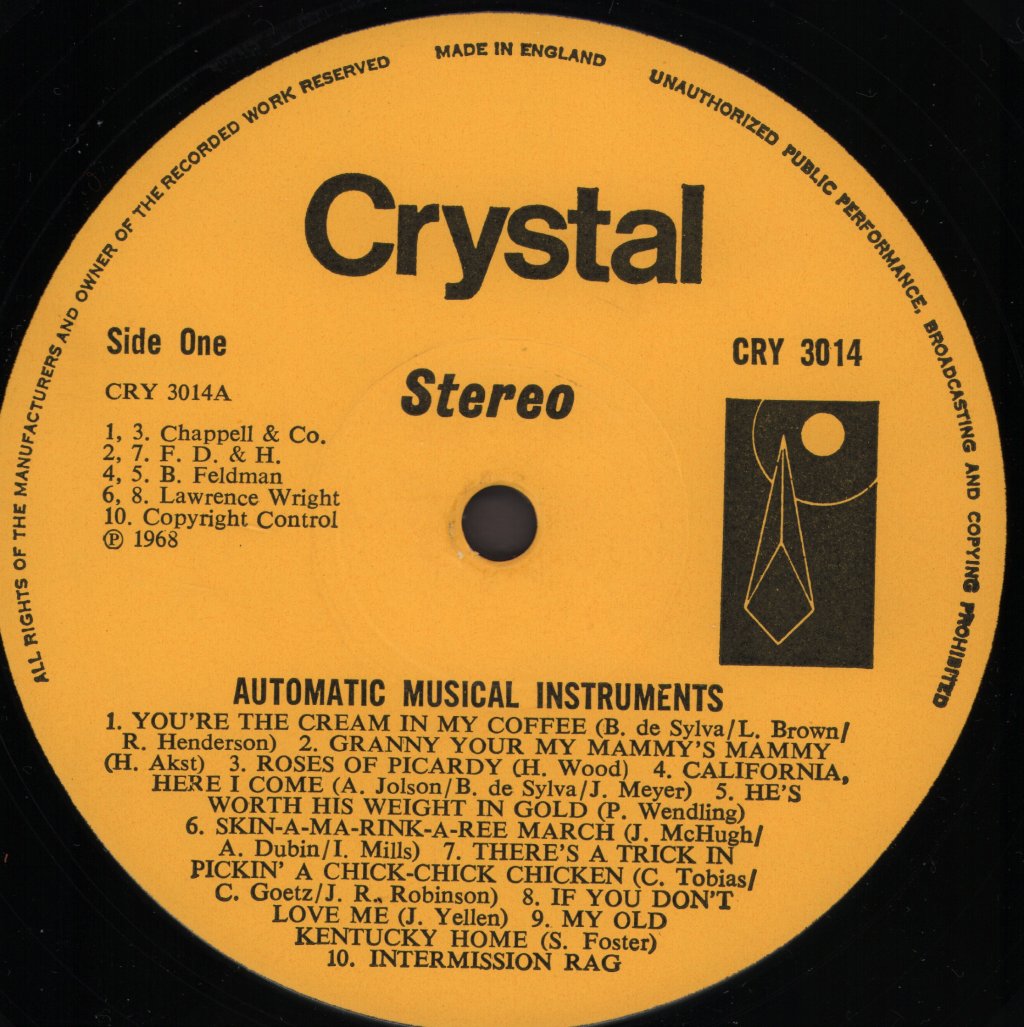Unknown Artist - Automatic Musical Instruments - Lp