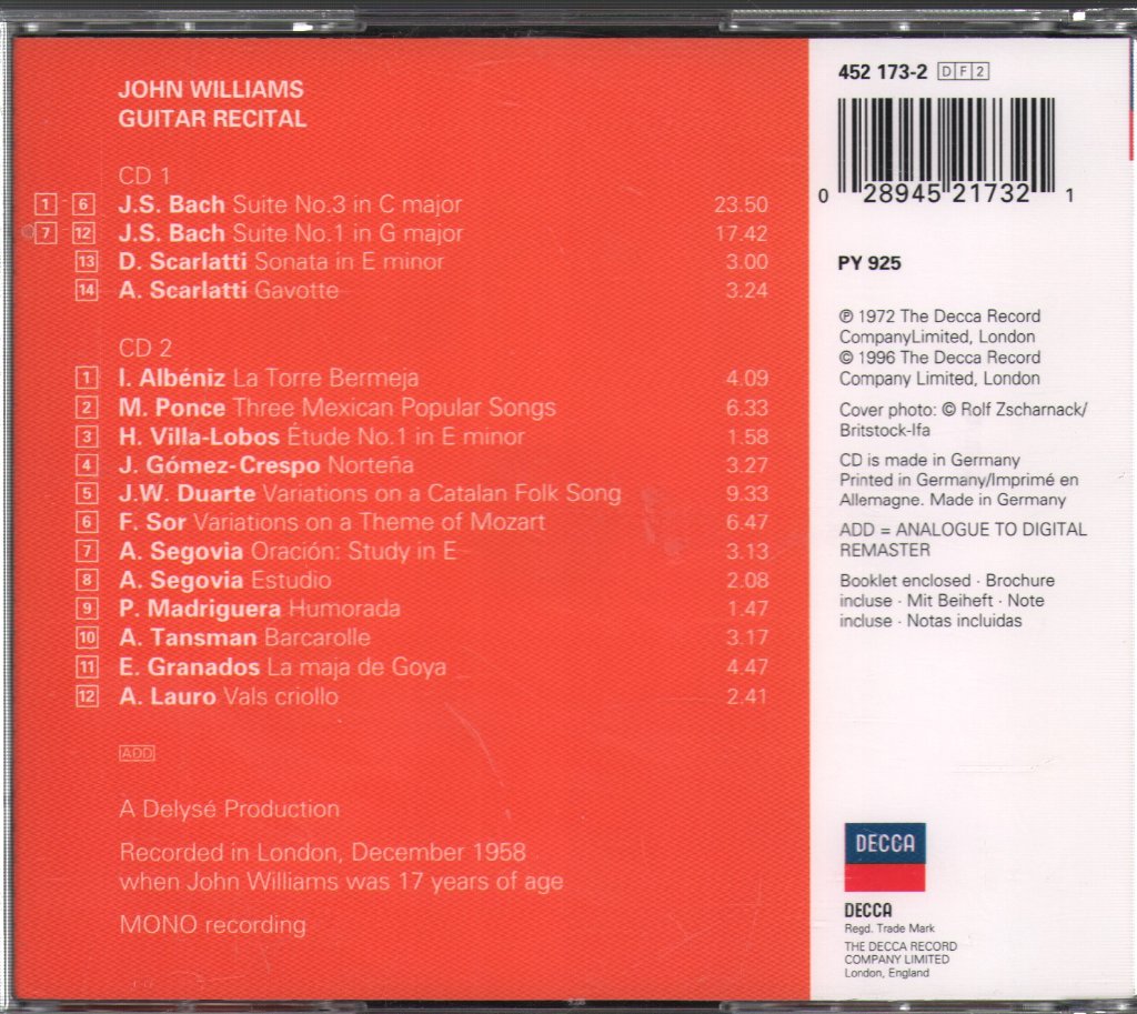 John Williams - Guitar Recital - Double Cd