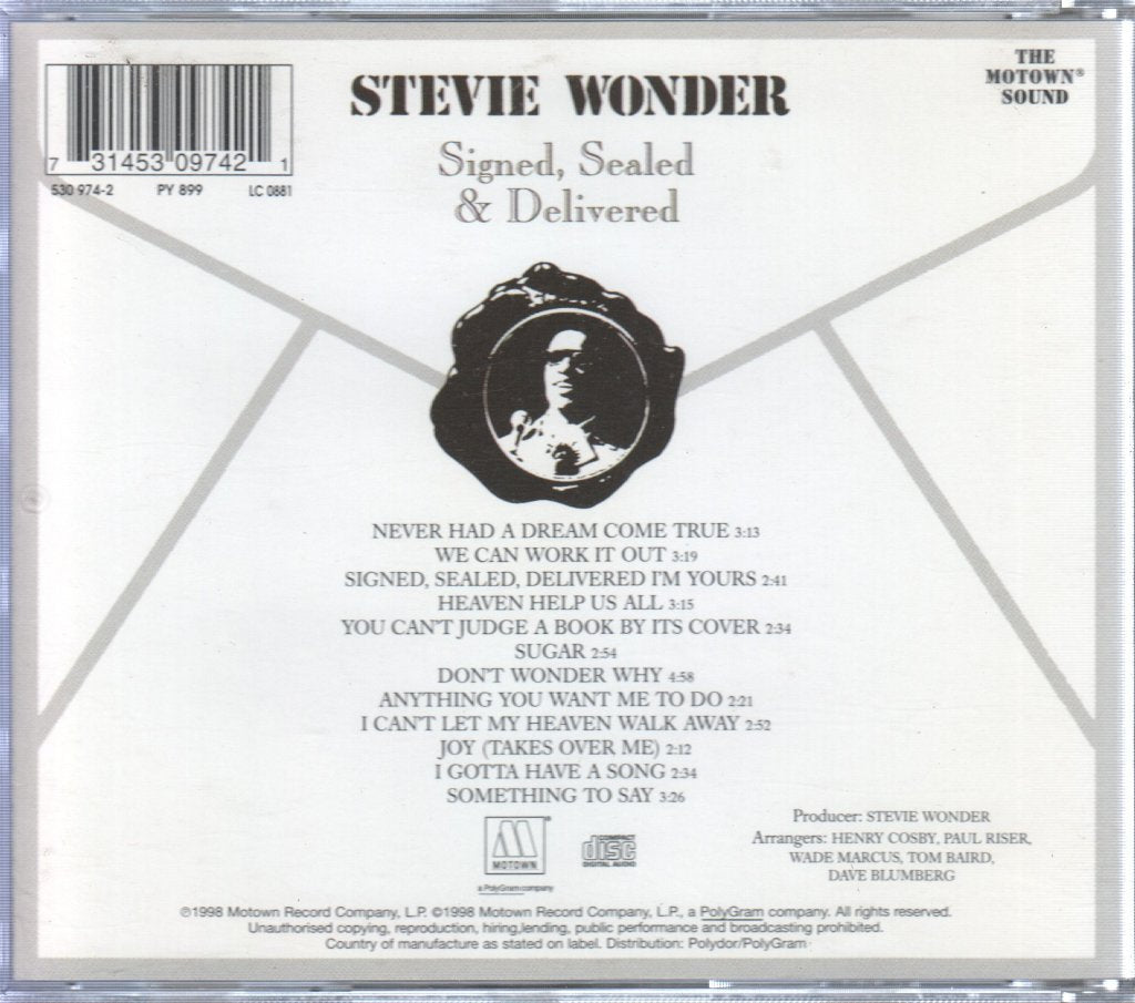 Stevie Wonder - Signed Sealed & Delivered - Cd