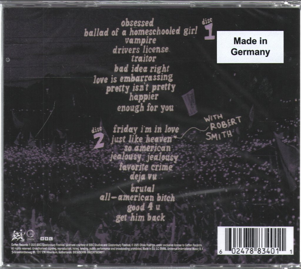 Olivia Rodrigo - Live From Glastonbury (A Bbc Recording) - Double Cd