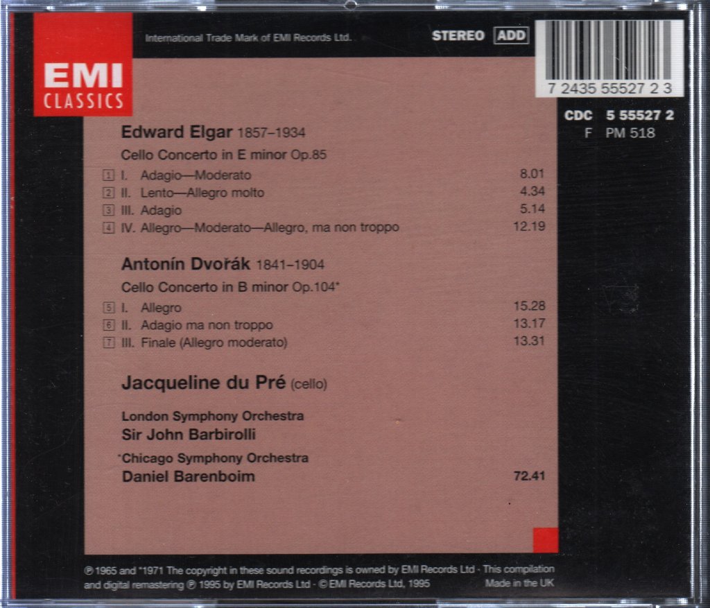 Jacqueline Du Pre - Elgar/ Dvorak - Cello Concertos - Cd